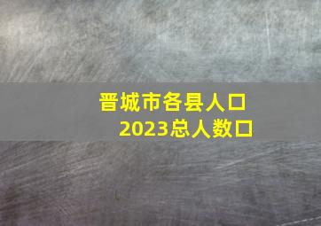 晋城市各县人口2023总人数口