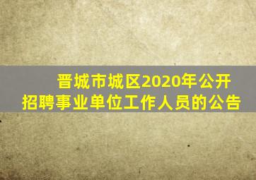 晋城市城区2020年公开招聘事业单位工作人员的公告