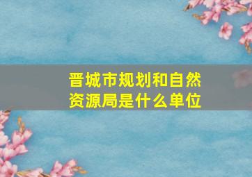 晋城市规划和自然资源局是什么单位