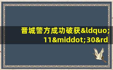 晋城警方成功破获“11·30”杀妻藏尸案