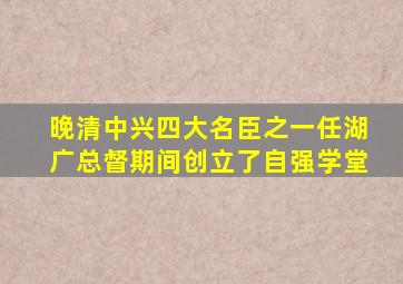 晚清中兴四大名臣之一任湖广总督期间创立了自强学堂