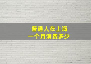 普通人在上海一个月消费多少