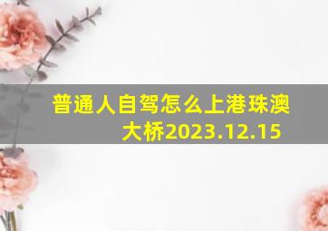 普通人自驾怎么上港珠澳大桥2023.12.15