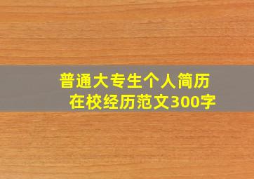 普通大专生个人简历在校经历范文300字