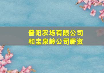 普阳农场有限公司和宝泉岭公司薪资