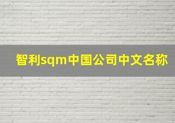 智利sqm中国公司中文名称