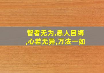 智者无为,愚人自缚,心若无异,万法一如