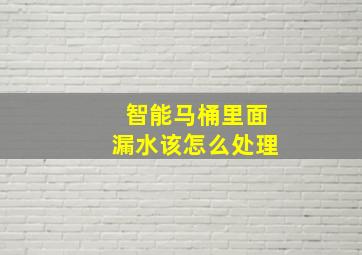 智能马桶里面漏水该怎么处理