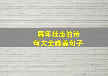 暮年壮志的诗句大全唯美句子