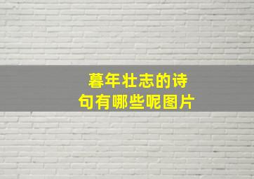 暮年壮志的诗句有哪些呢图片