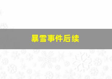 暴雪事件后续