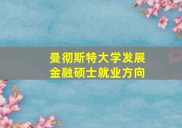 曼彻斯特大学发展金融硕士就业方向