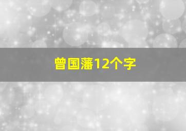 曾国藩12个字