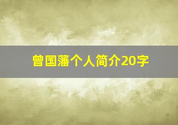 曾国藩个人简介20字