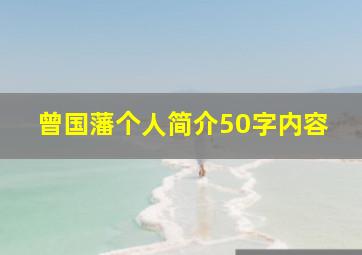 曾国藩个人简介50字内容