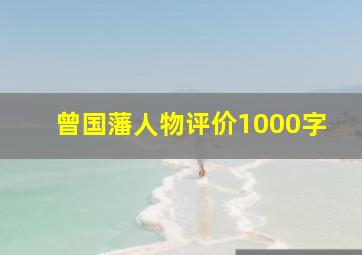 曾国藩人物评价1000字