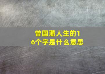 曾国藩人生的16个字是什么意思