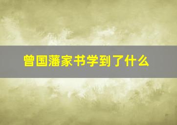 曾国藩家书学到了什么