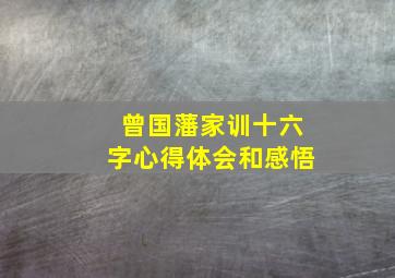 曾国藩家训十六字心得体会和感悟