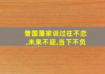 曾国藩家训过往不恋,未来不迎,当下不负