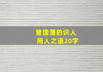 曾国藩的识人用人之道20字