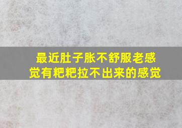 最近肚子胀不舒服老感觉有粑粑拉不出来的感觉