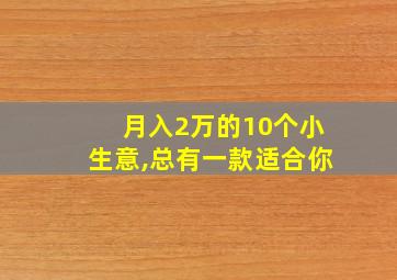 月入2万的10个小生意,总有一款适合你