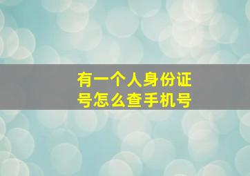 有一个人身份证号怎么查手机号