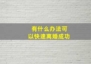 有什么办法可以快速离婚成功