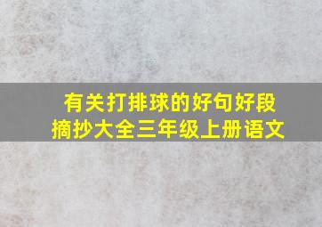 有关打排球的好句好段摘抄大全三年级上册语文