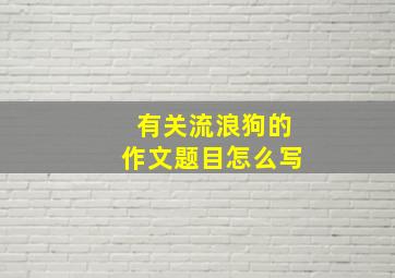 有关流浪狗的作文题目怎么写