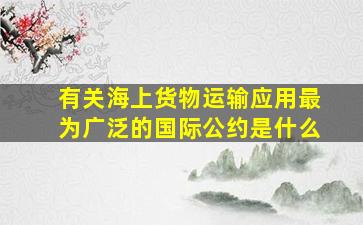 有关海上货物运输应用最为广泛的国际公约是什么