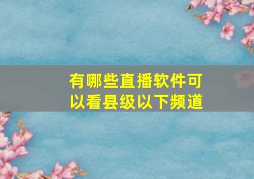 有哪些直播软件可以看县级以下频道