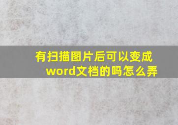 有扫描图片后可以变成word文档的吗怎么弄