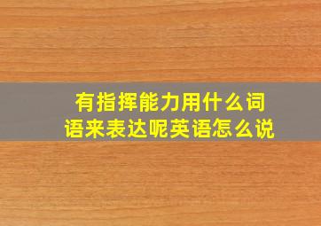 有指挥能力用什么词语来表达呢英语怎么说