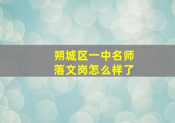 朔城区一中名师落文岗怎么样了