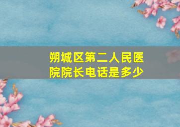 朔城区第二人民医院院长电话是多少