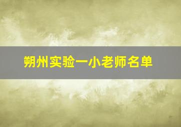 朔州实验一小老师名单