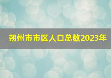 朔州市市区人口总数2023年