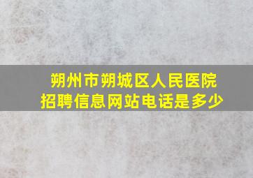 朔州市朔城区人民医院招聘信息网站电话是多少