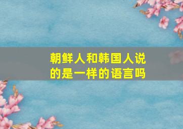 朝鲜人和韩国人说的是一样的语言吗