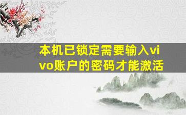 本机已锁定需要输入vivo账户的密码才能激活