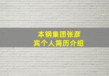 本钢集团张彦宾个人简历介绍