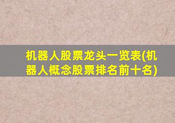 机器人股票龙头一览表(机器人概念股票排名前十名)