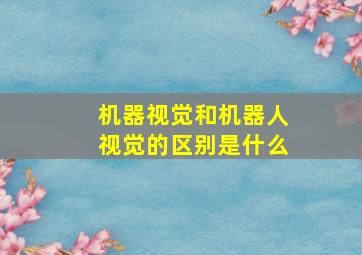 机器视觉和机器人视觉的区别是什么