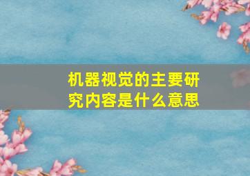 机器视觉的主要研究内容是什么意思