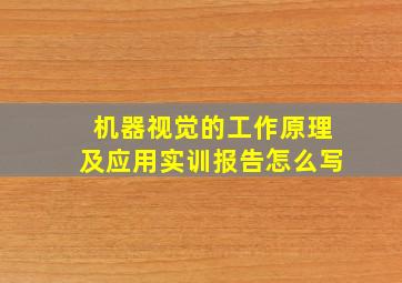 机器视觉的工作原理及应用实训报告怎么写