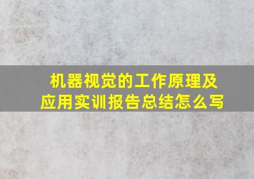 机器视觉的工作原理及应用实训报告总结怎么写