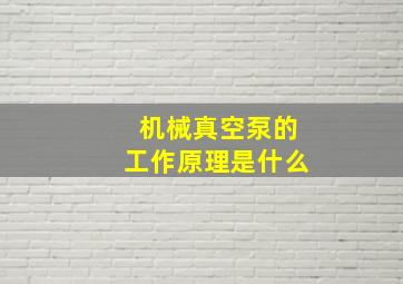 机械真空泵的工作原理是什么