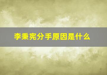 李秉宪分手原因是什么